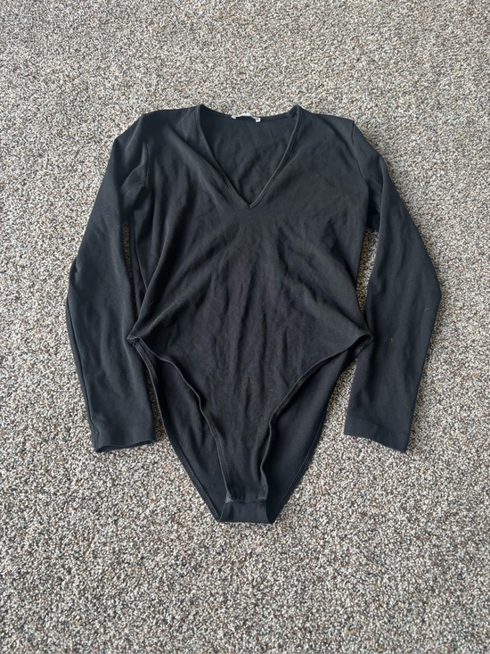 Zara Tops - ZARA Black Bodysuit Long Sleeve V Neck Stretch Size Large